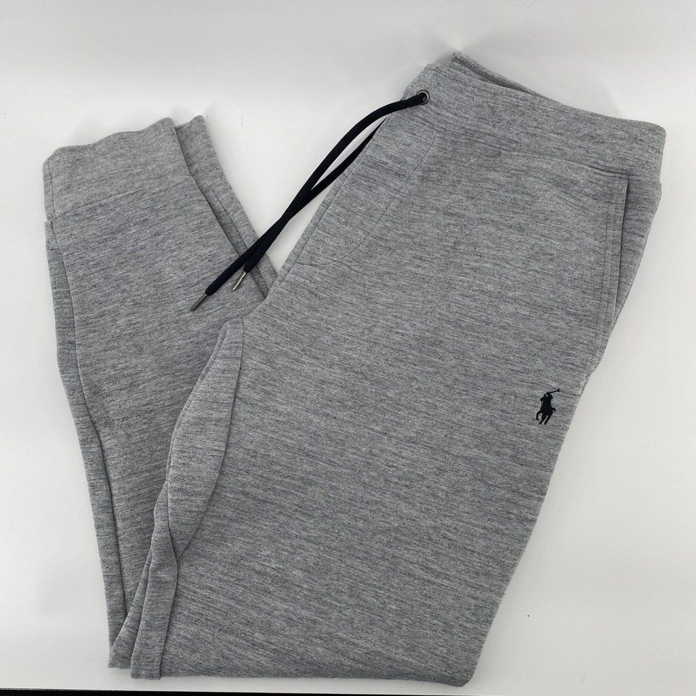 Polo Ralph Lauren Mens Heather Grey Double-Knit Jogger Sweatpants Large L - Picture 1 of 8